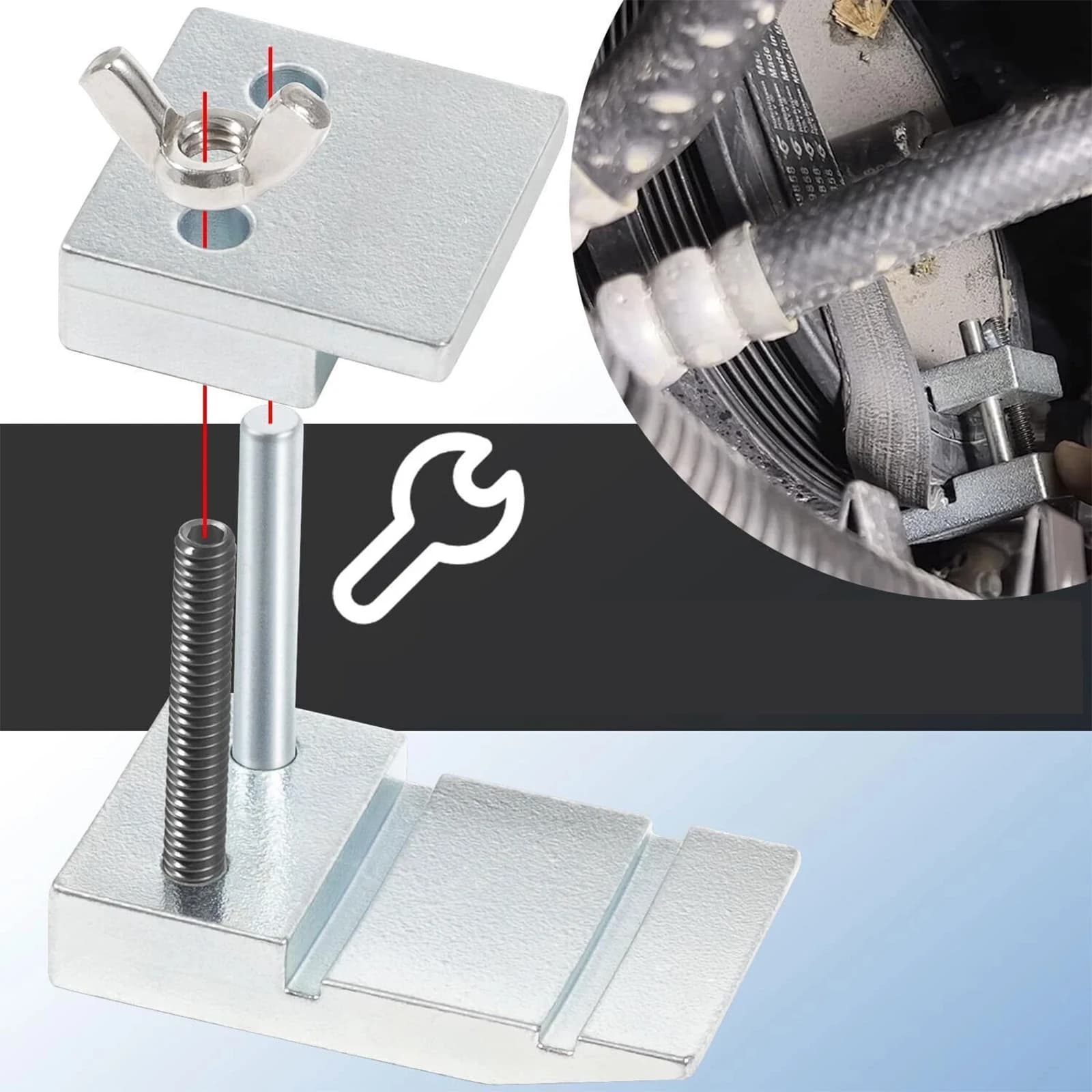 59350 Elastic Belt Installer Fast and safe mounting device for elastic strap Ergonomic strap installer for extra deep double pulleys