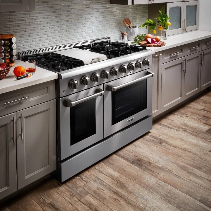48-inch 2-oven frying pan gas stove with 6 burners