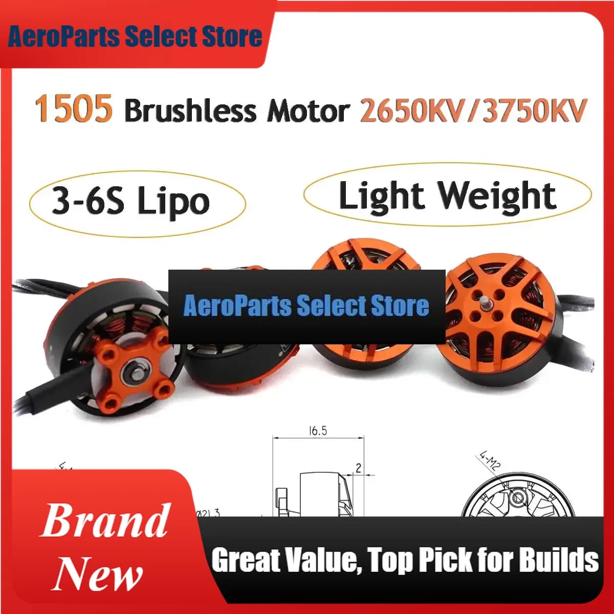 AeroPartsLight-weight 1103 1104 1204 1303 1404 1505 1507 1604 1607 Brushless Motor For RC FPV Racing Drone RC Quadcopter DIY RC