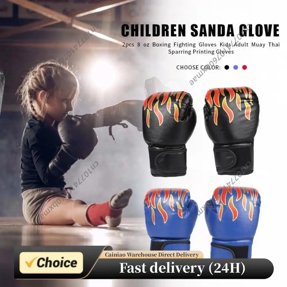 2 guanti da boxe per bambini in pelle PU, guanti da allenamento traspiranti per kickboxing, guanti da taekwondo per sacco da boxe