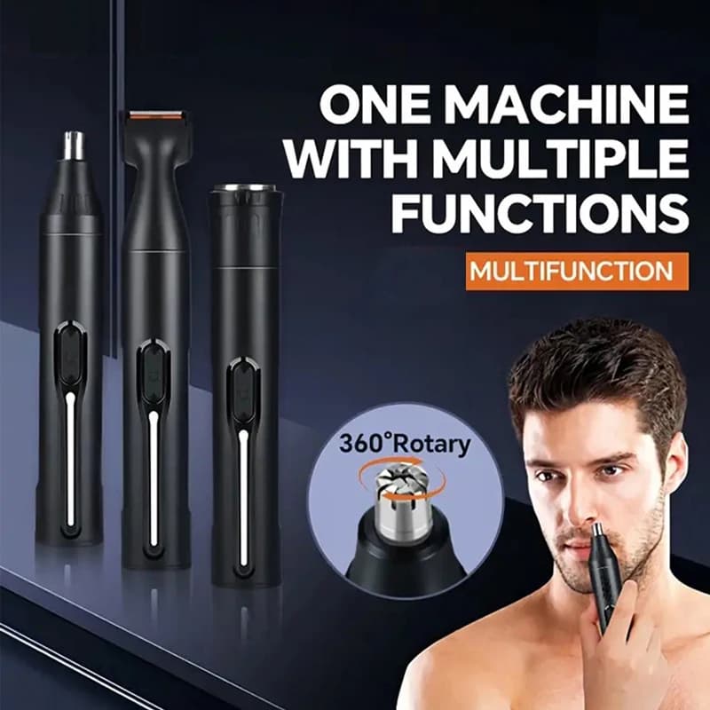 Kit professionale per toelettatura, tagliacapelli per naso e orecchie ricaricabile tramite USB, rasoio per barba e sopracciglia, strumenti per la cura personale degli uomini 4 in 1
