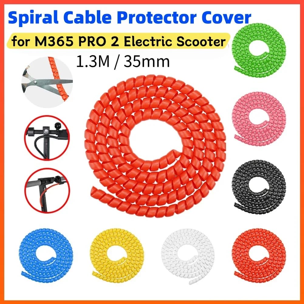1.3m/35mm Wraping Cable Wire Protection Cover Universal Line Organizer Tube Protection Spiral Wraping Accessories for M365 PRO 2