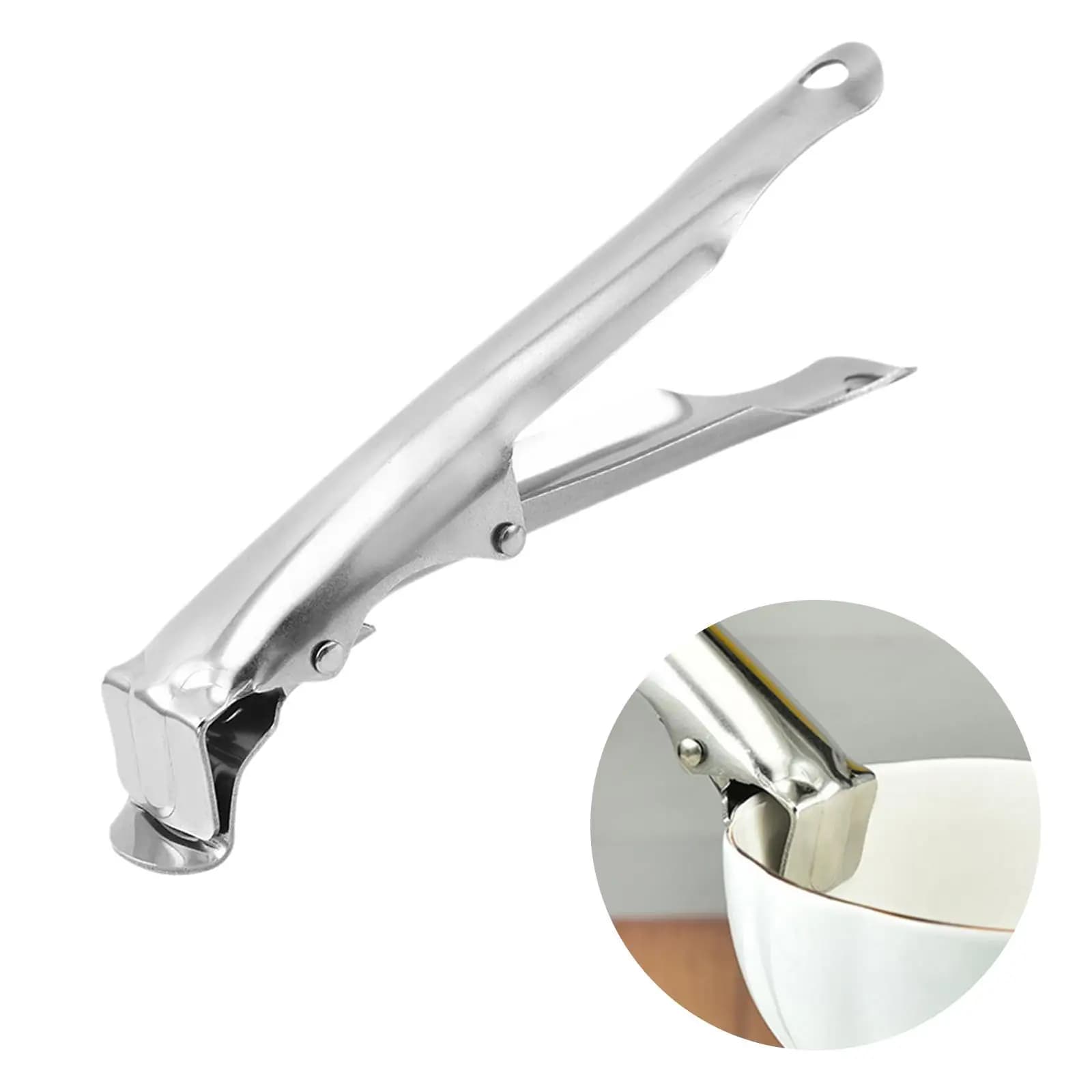 Pot Pan Gripper Tongs Cooking Helper Stable Anti Scald Wear Resistant Stainless Steel Bowl Clamp for Home Cooking Microwave