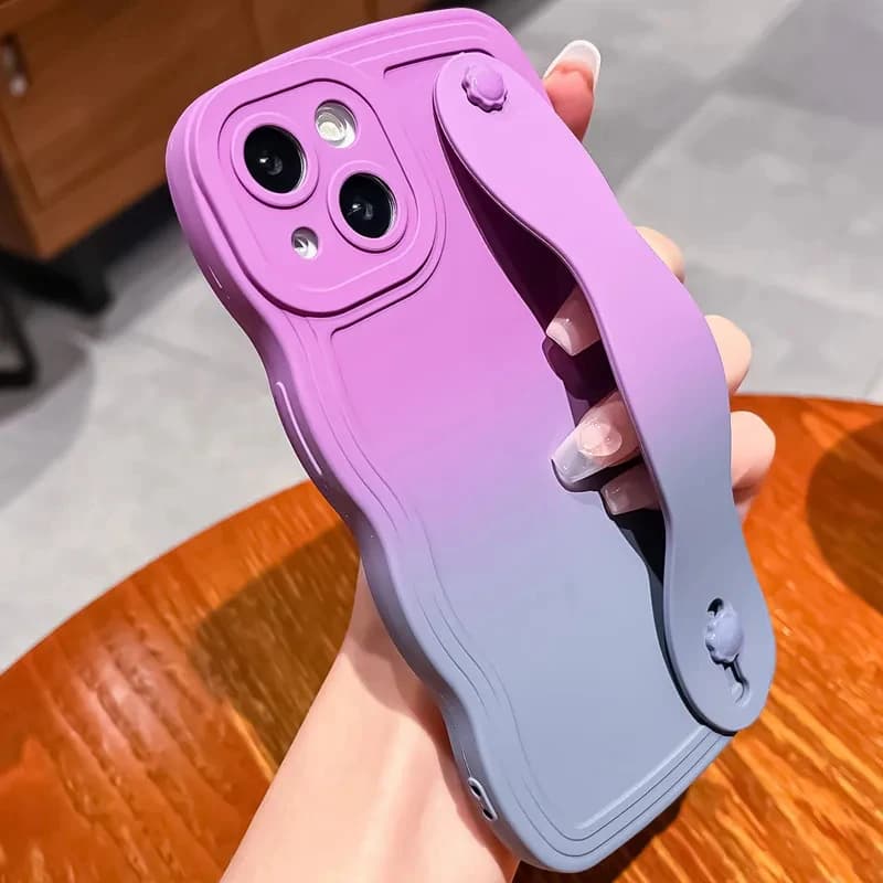 Gradient Curly Wave Bracelet Shockproof Phone Case, compatible with iPhone 17 Pro Max, 16, 15, 14, 13, 12, 11, soft TPU material