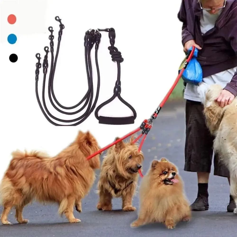 Guinzaglio Doppio in Nylon per Cani, Accoppiatore a 2 Vie, Corda per Passeggio con Due Teste per Collari e Pettorine