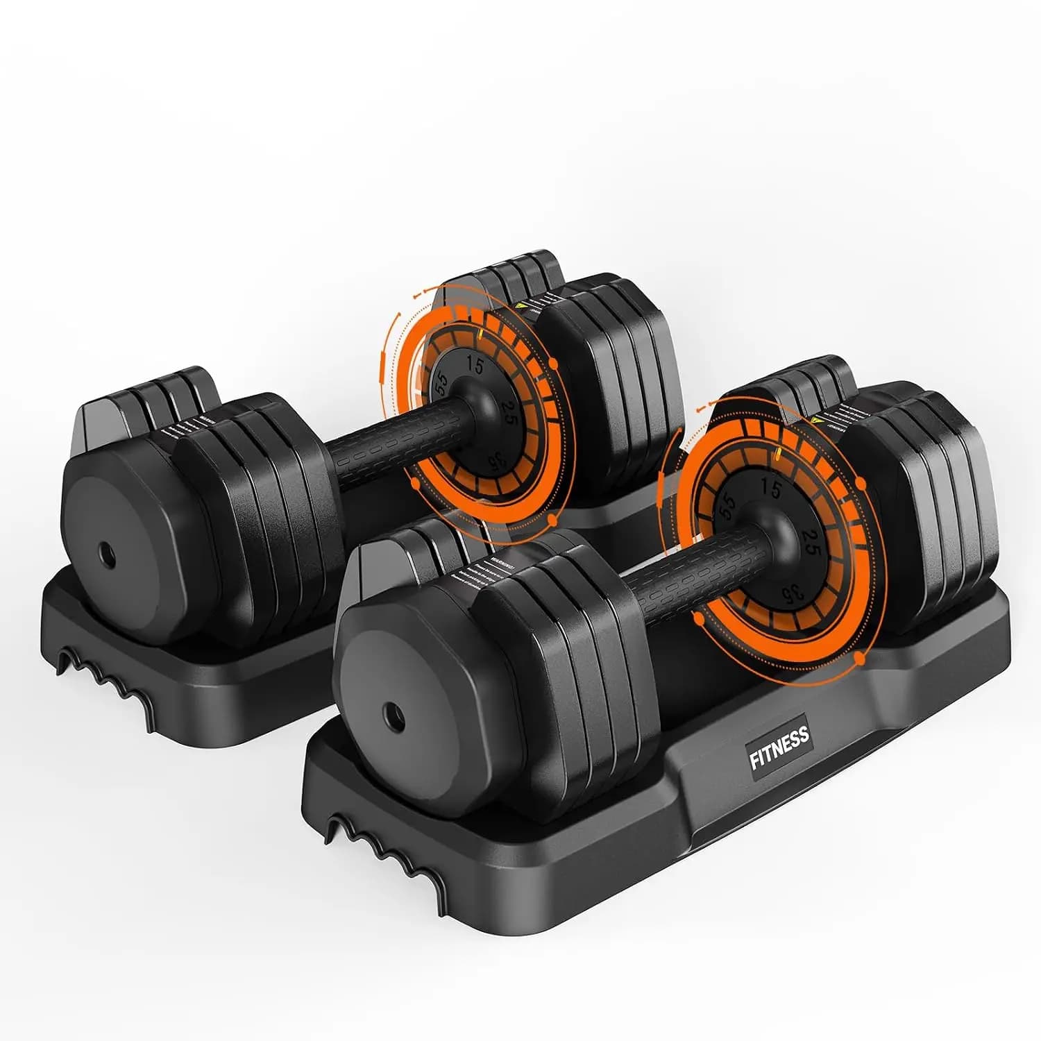 Adjustable Dumbbells Set, 25/55LB Pair Free Weights Dumbbells Set with Tray，Non-Slip Handles, Weight Set For Home Gym, Custom
