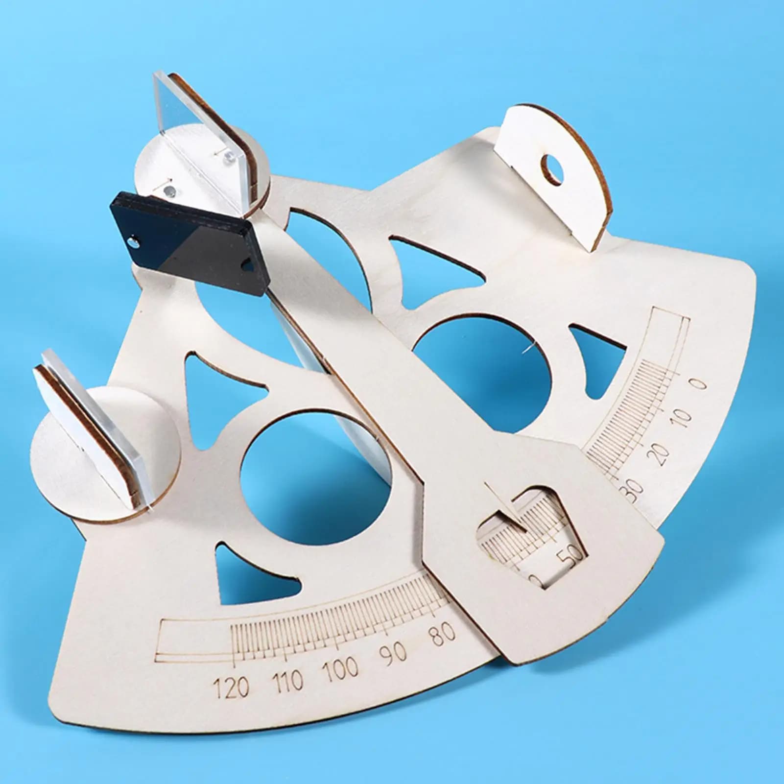 Wooden DIY Sailor Sextant Model Navigation Tool Science Kit Educational Toy for Kids Experiments Learning Decor Collectibles