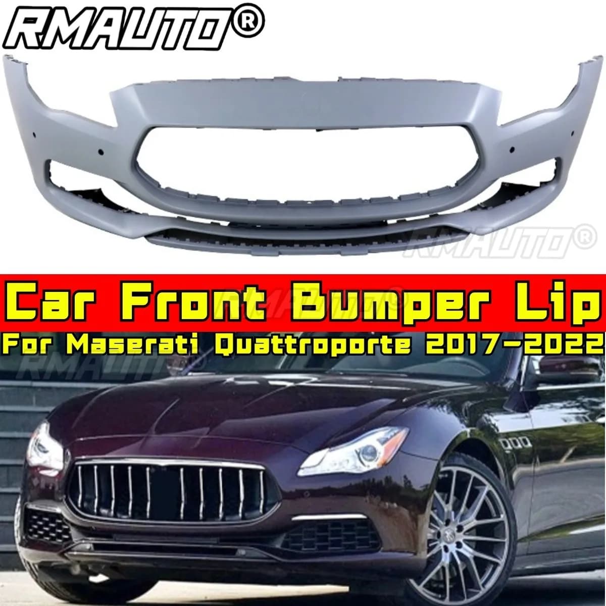 For Maserati Quattroporte 2017-2022 Car Accessories Car Front Bumper Lip Splitter Diffuser Spoiler Bumper Guard Chin Body Kit