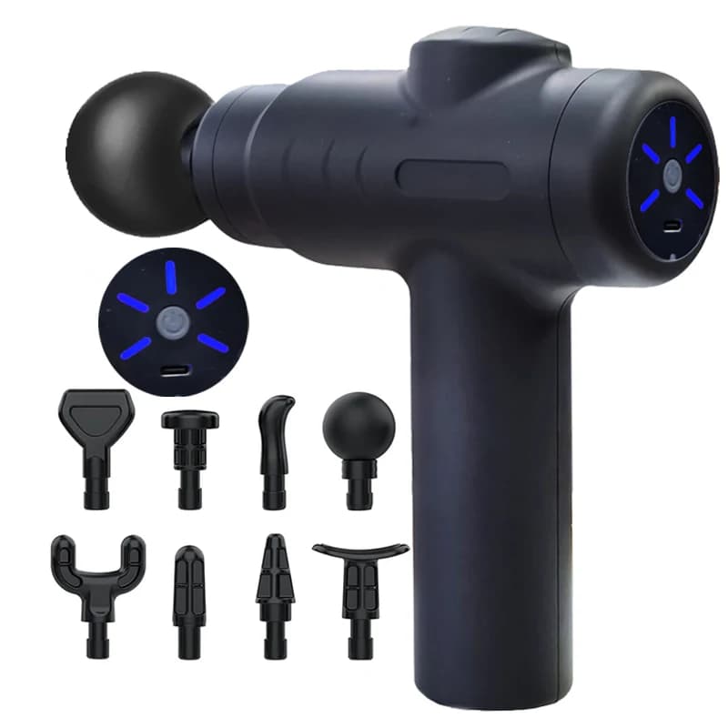 Pistola per fascia portatile Massaggio muscolare a impatto Martello per la schiena del corpo Dispositivo assistente per allenamento fitness Ricarica USB Nero