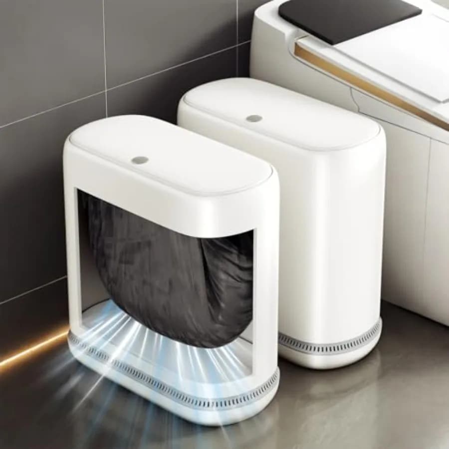 Cestino per Rifiuti da Bagno con Coperchio, 3 Galloni, Piccolo e Sottile, con Auto-Adsorbimento e 75 Sacchetti, 5 Rotoli, Mini Cestino per Rifiuti, Resistente agli Animali Domestici
