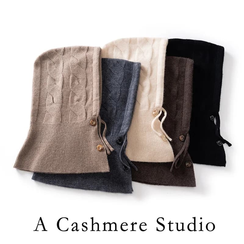 Cappello unisex grande con cappuccio intrecciato 100% cashmere, caldo e morbido, per uomo e donna, autunno inverno