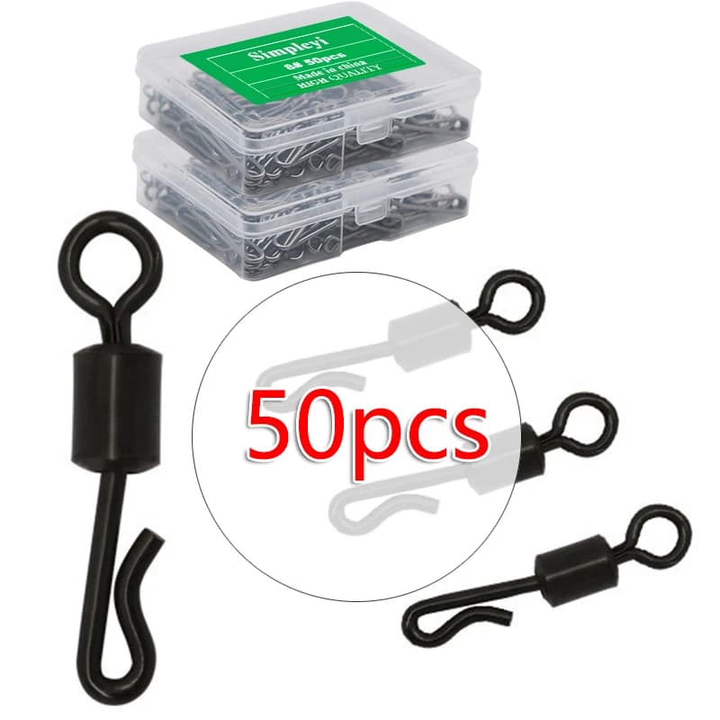 50 pcs/box swivel fishing connector Q-shaped swivel swivel snap for fishing terminal accessories to the carpa