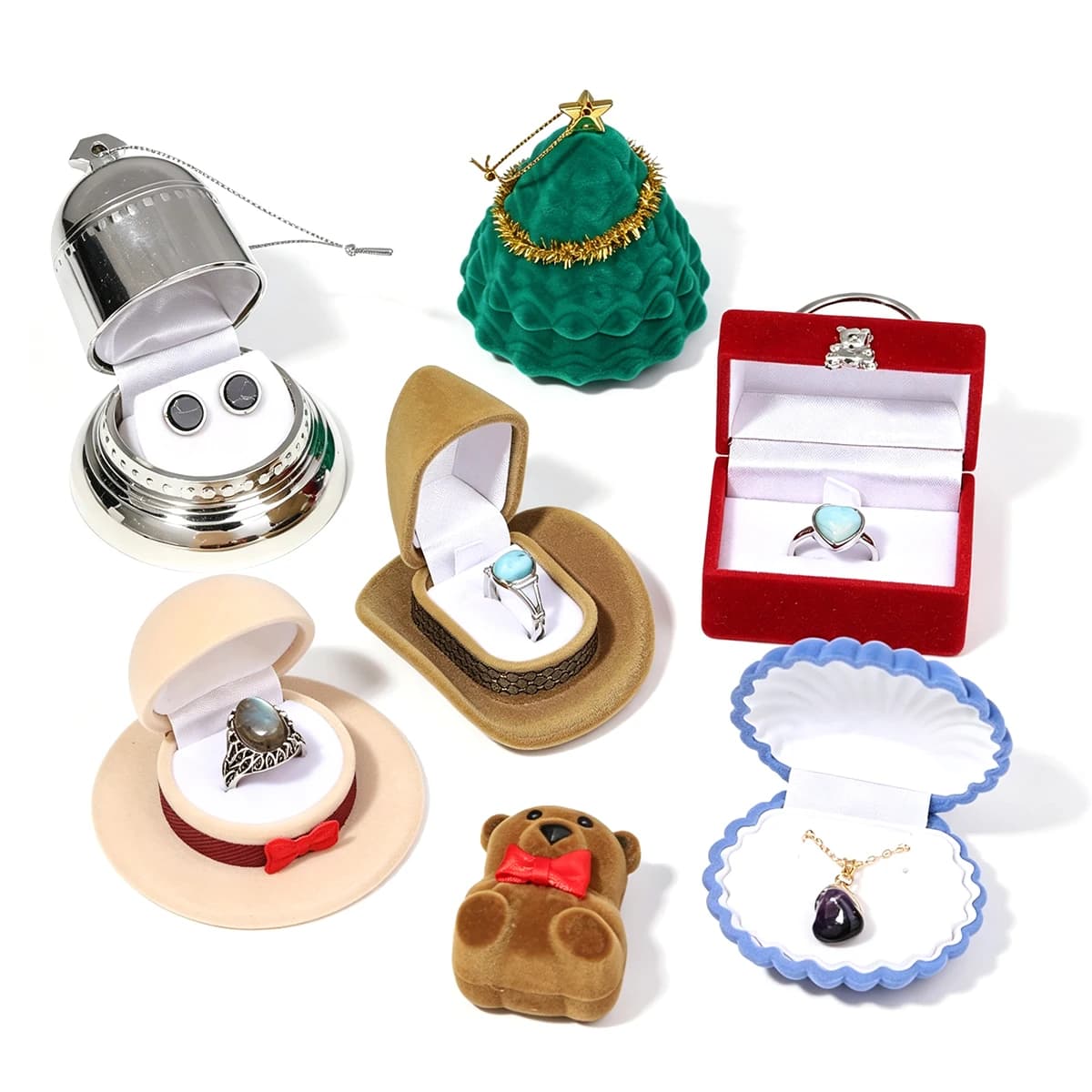 One Piece Velvet Jewelry Box Gift Box Container Wedding Ring Box Ring Case Earrings Holder For Jewelry Display & Packaging