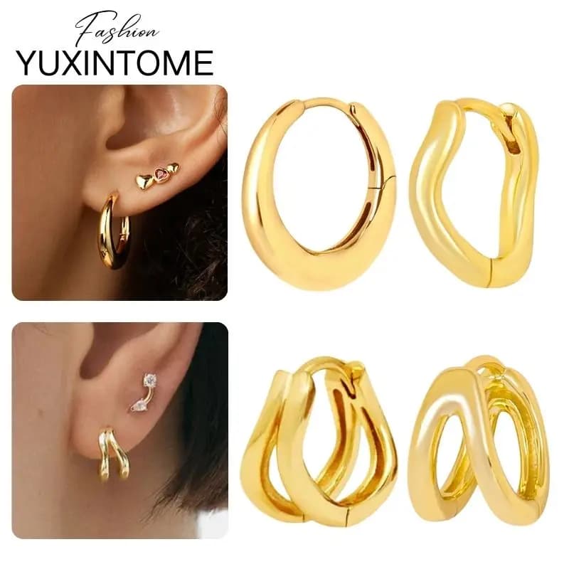 Orecchini a cerchio grandi ovali minimalisti con ago in argento sterling 925 per le donne Orecchini a doppio cerchio con torsione alla moda Gioielleria raffinata per feste
