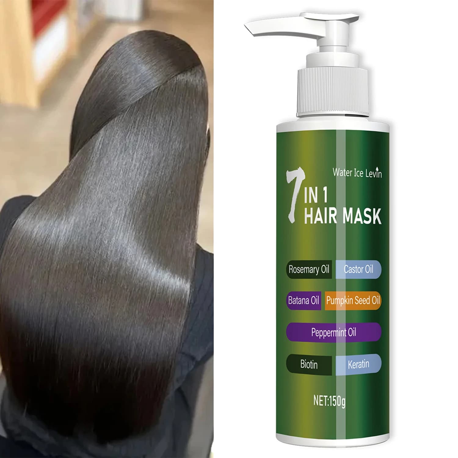 Maschera per capelli 7 in 1 per la cura profonda per impedire la rottura e ammorbidisce i capelli secchi, ricca di olio di rosmarino, olio di ricino e biotina alla cheratina