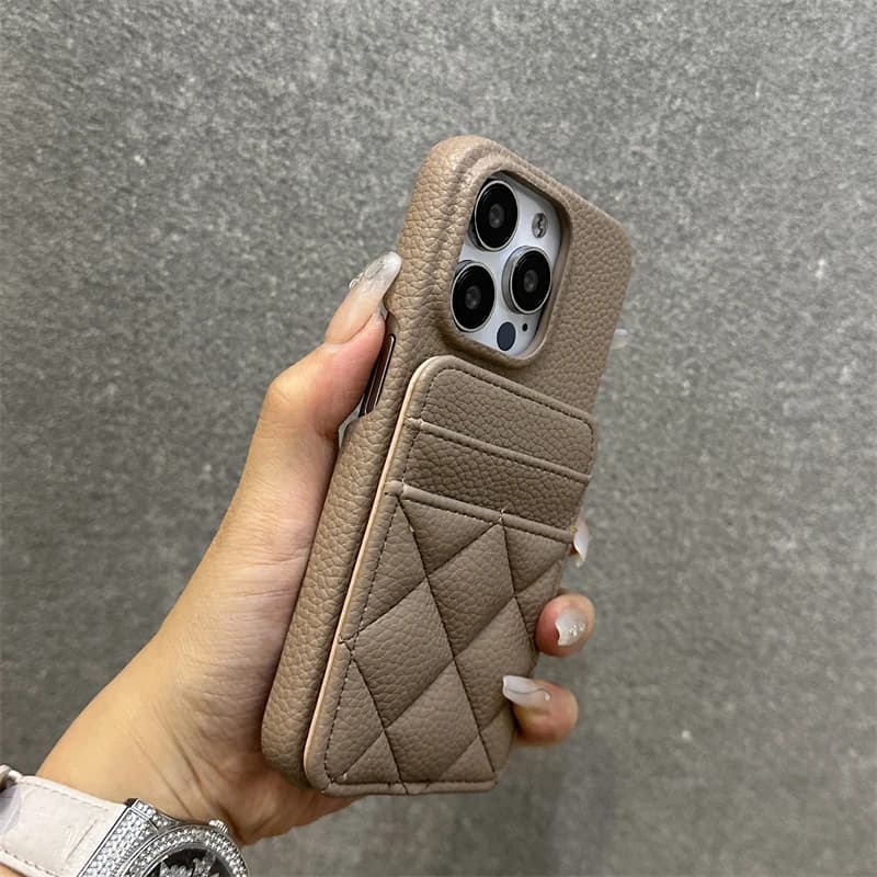 Custodia per telefono in pelle PU con tasca per carte di lusso per iPhone 17 Pro 16 Pro 15 pro max 14 13 11 12 Cover morbida per slot per schede in tinta unita
