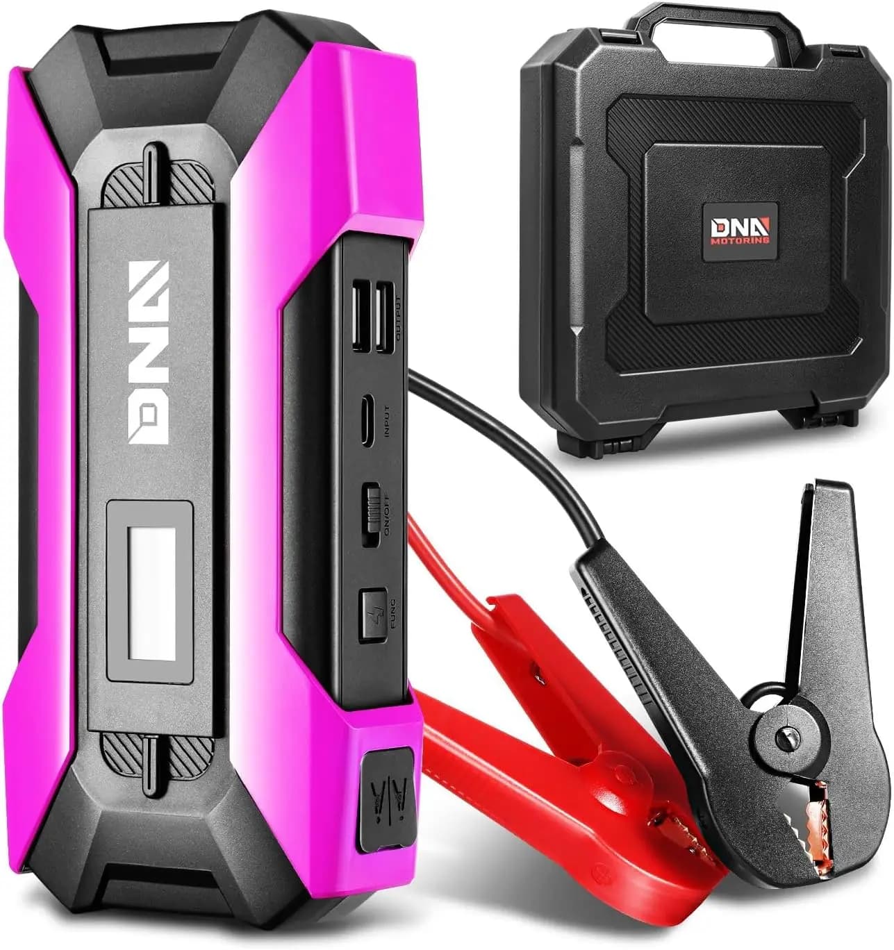 Avviatore portatile 12V 1500A 15000mAh, motore a gas 7,0L e 5,5L, viola con custodia