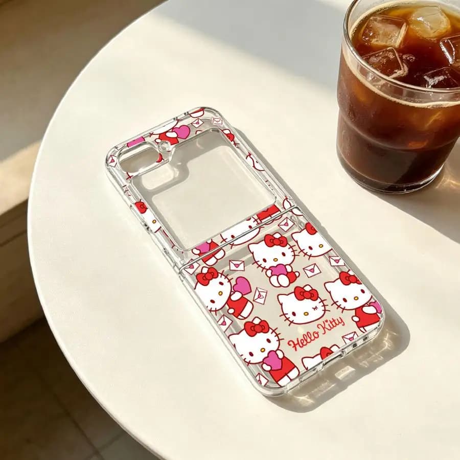 Cover per Telefono Sanrio Hello Kitty per Samsung Galaxy Z Flip 7 6 5 4 3 Z Fold 7 6 5 4 3