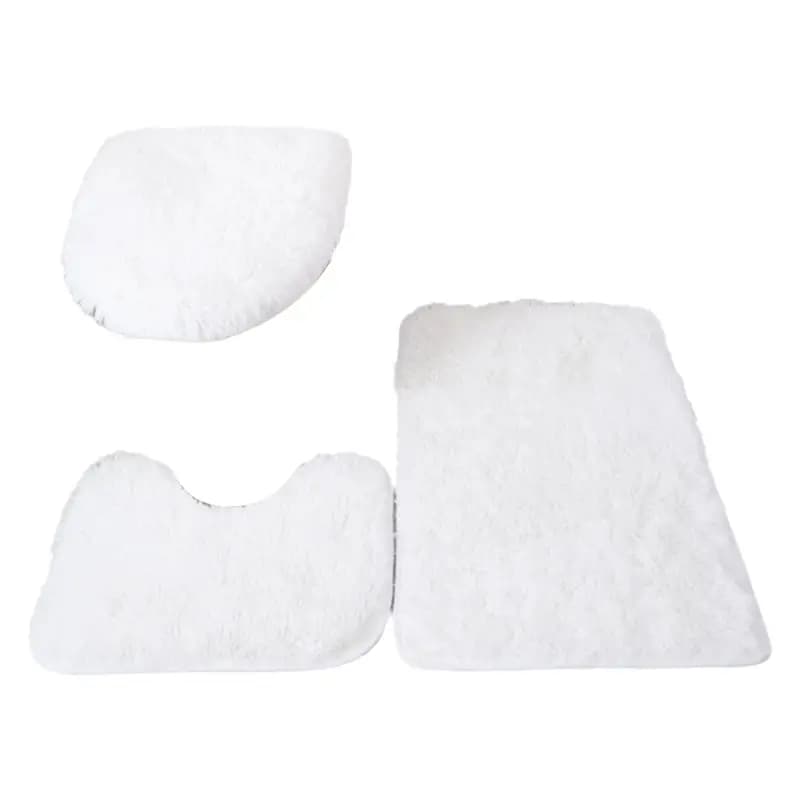 ABJI-Toilet Seat Cover 3Pcs Bath Mat Shower Room Floor Rug Home Bathroom Anti-Slip Absorbent Doormat Bathtub Decor Carpet