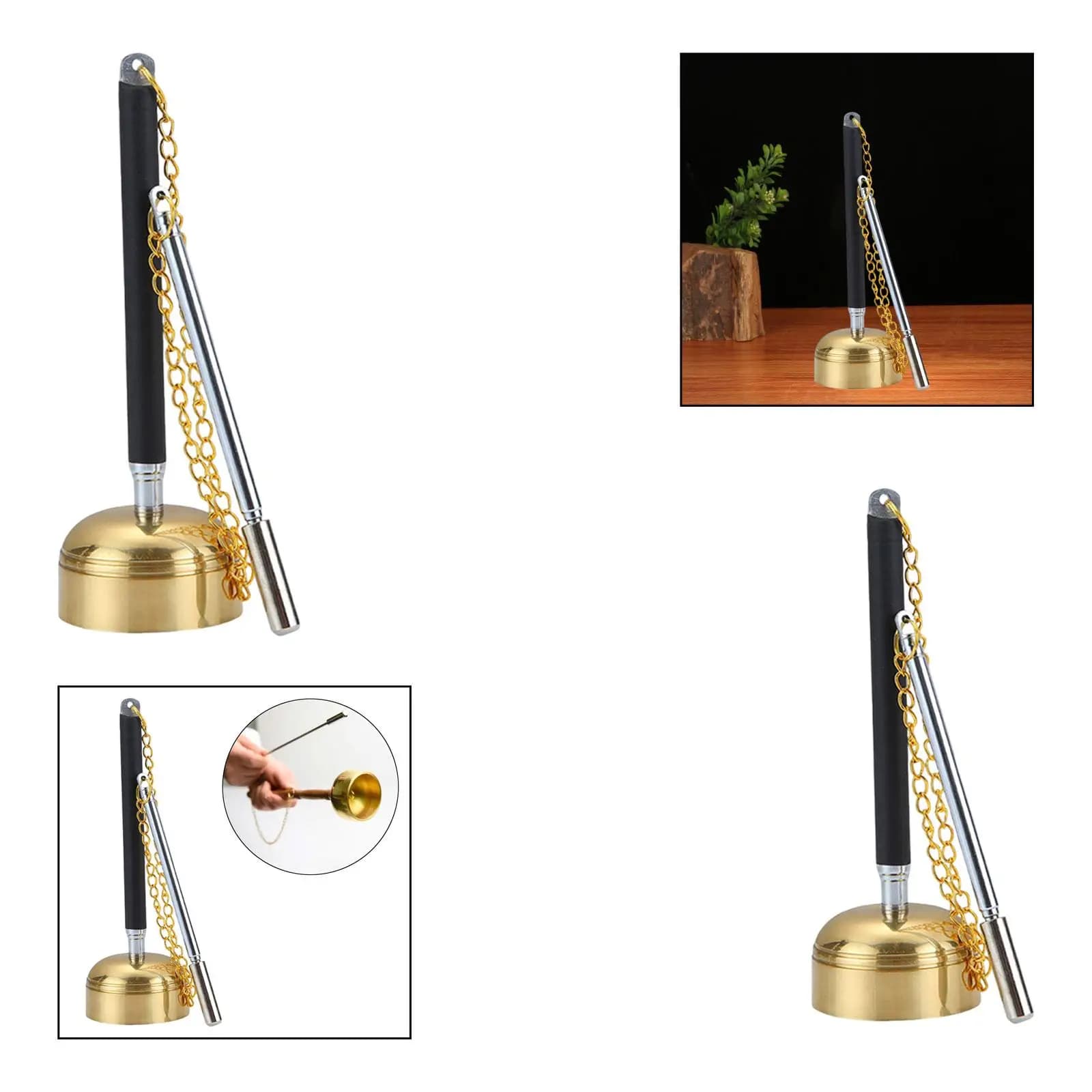Telescopic Tibetan Hand Bell Flexible Prayer Chime Singing Bell Bronze Meditation Accessory for Buddhist Halls and Temples