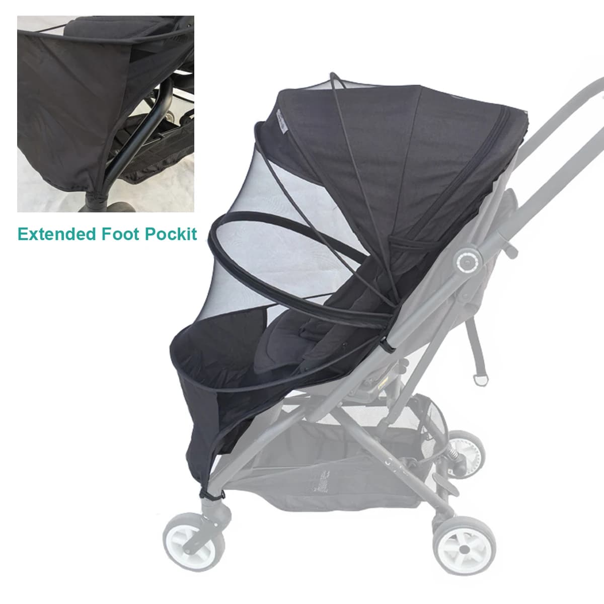 Accessori universali per passeggini: zanzariera con coprigambe esteso, zanzariera per passeggino compatibile con Cybex e Bugaboo