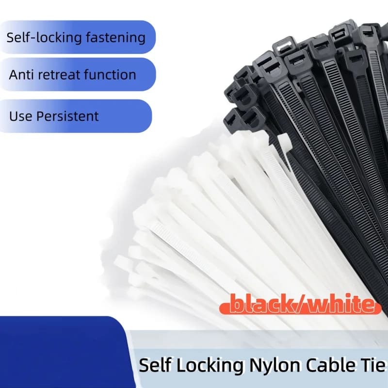 M8 M10 Design autobloccante Fascetta in nylon di plastica durevole Fascetta per cavi industriale bianca nera Anello di fissaggio Organizzare cavi Fissaggio del filo