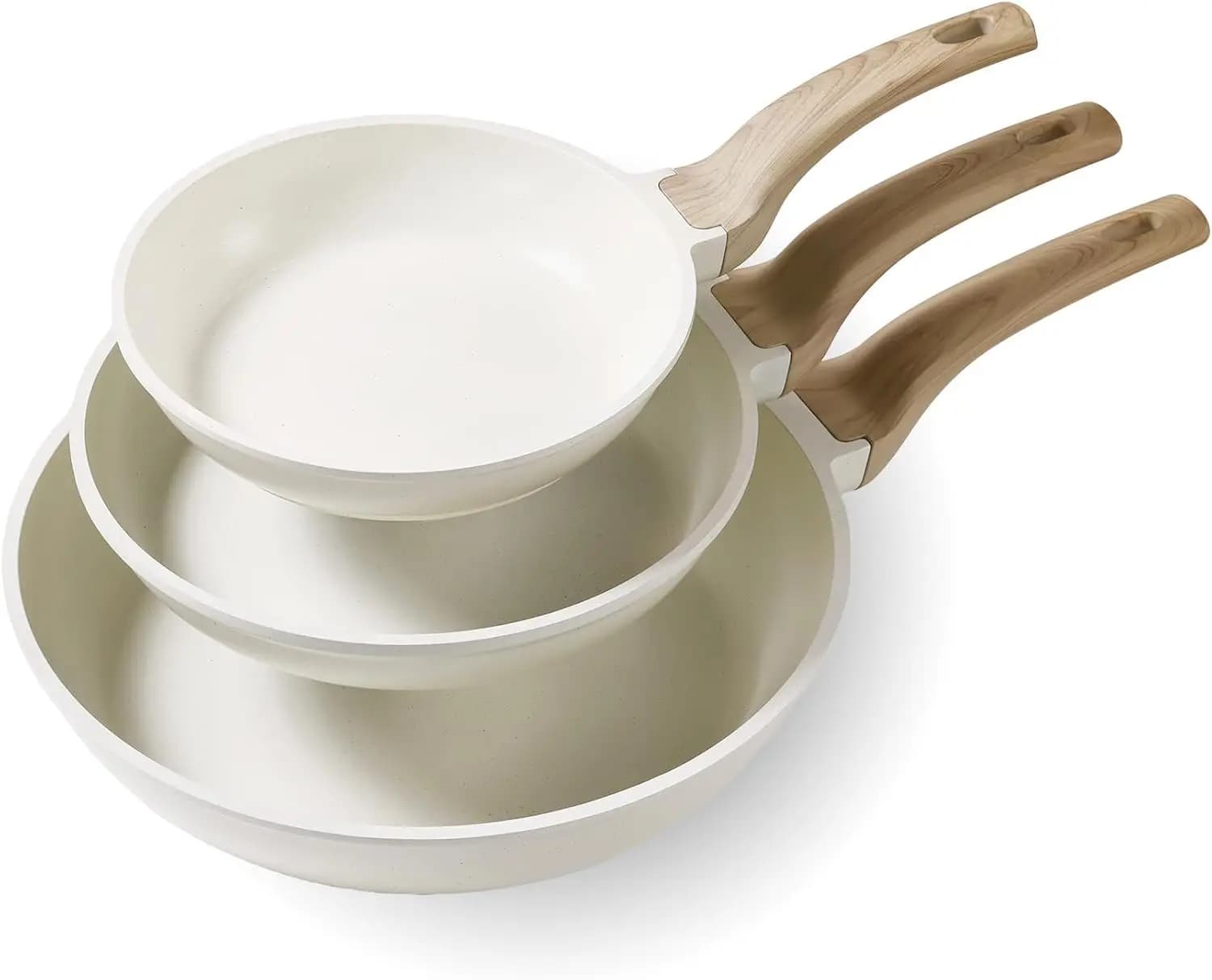 Set of non-stick pans, omelet pan, healthy and non-toxic granite chef pan, egg pan compatible with induction.