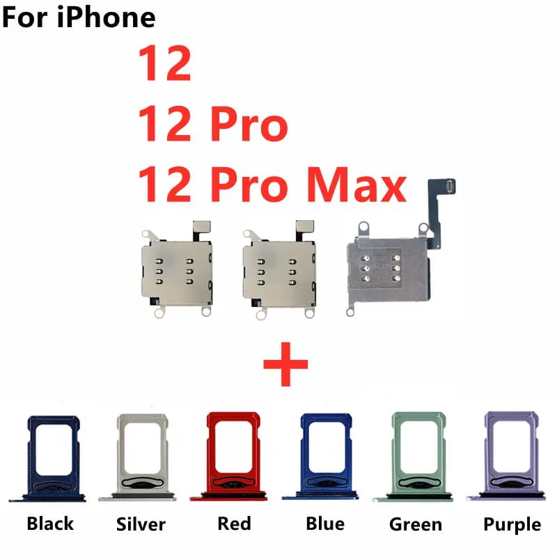 Cavo flessibile per connettore doppio lettore di schede SIM per iPhone 12 Pro Max Parti di ricambio per supporto slot per vassoio scheda SIM