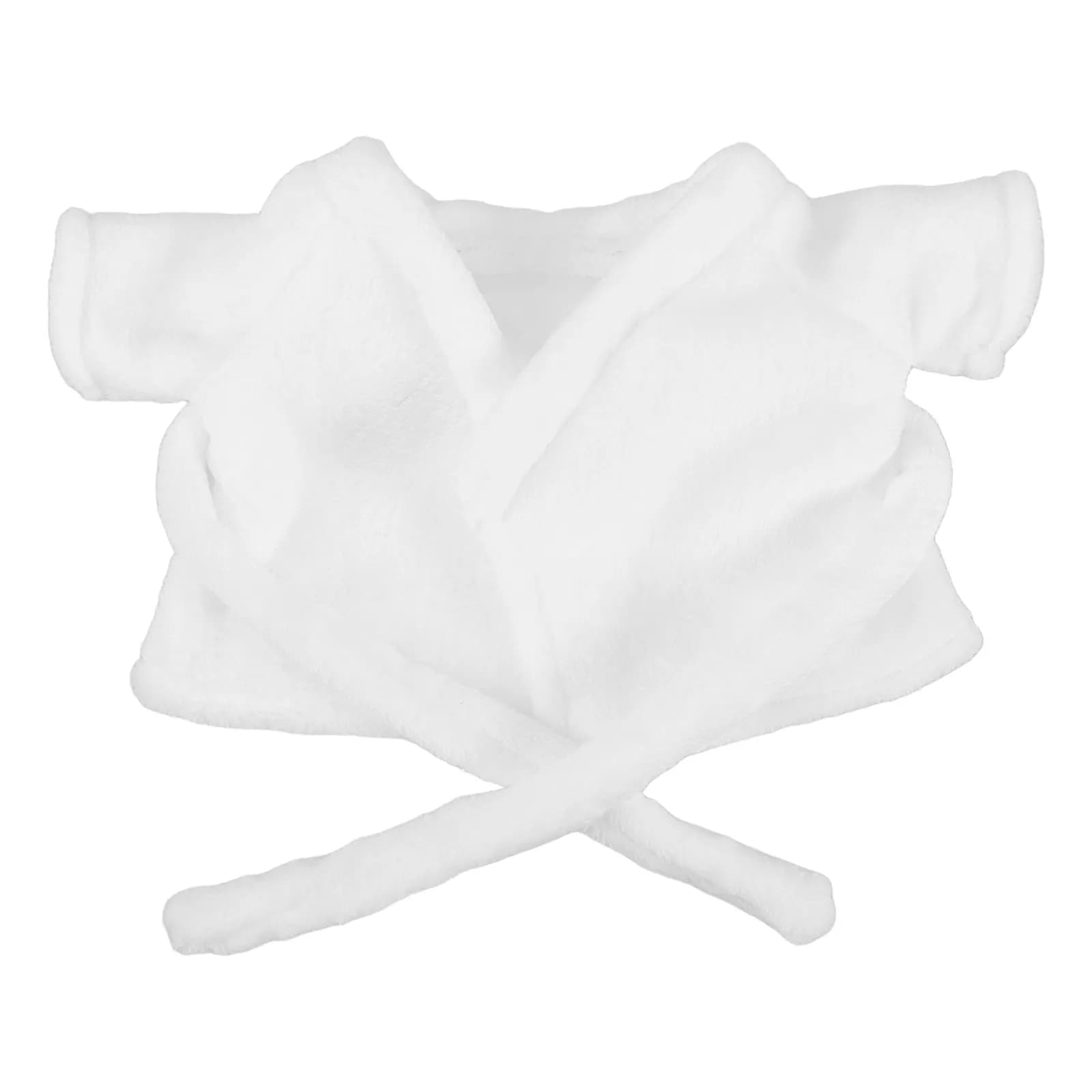 1Set Stuffed Animal Bathrobe White Soft Robe Spa Outfit Holiday Dress Up Mini Bear Clothes Warm Sleepwear Accessories