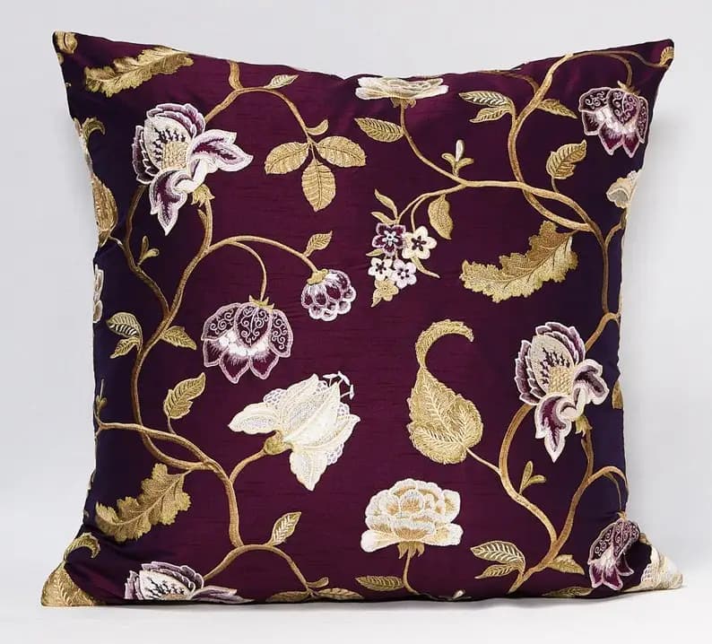 Jacobean floral Pillow Cover Pillow Cover-throw Pillow Cover-sofa Pillow Cover-decorative Pillow Cover-purple Jacob