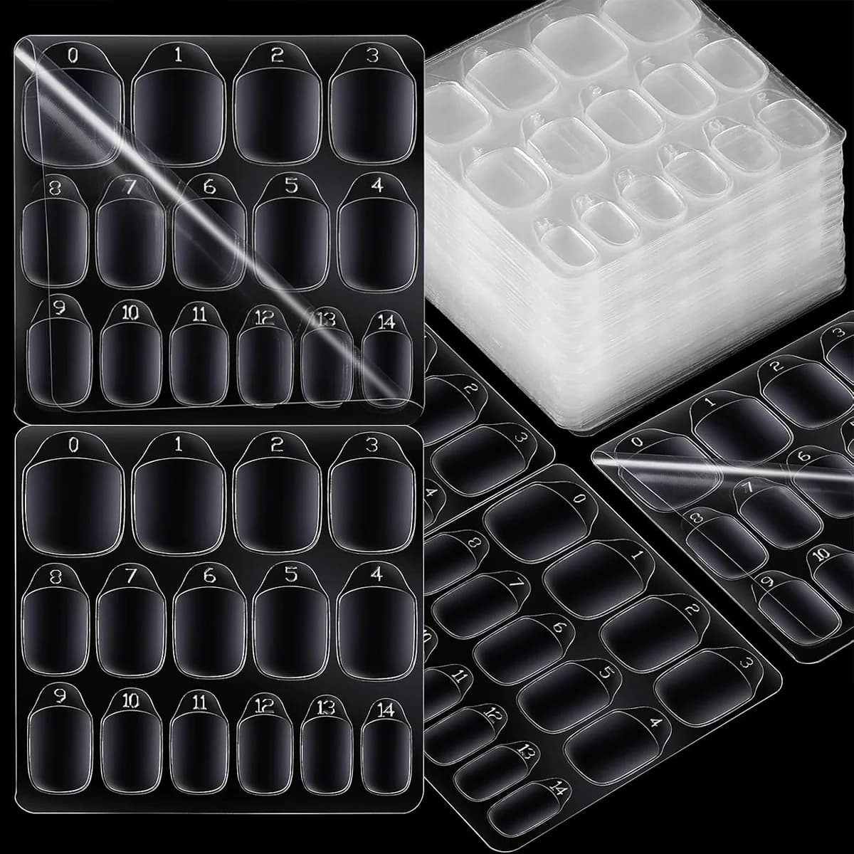 900 adesivi in gel per unghie, 15 misure di adesivi per unghie, adatti per punte per unghie artistiche, decalcomanie in gel per unghie