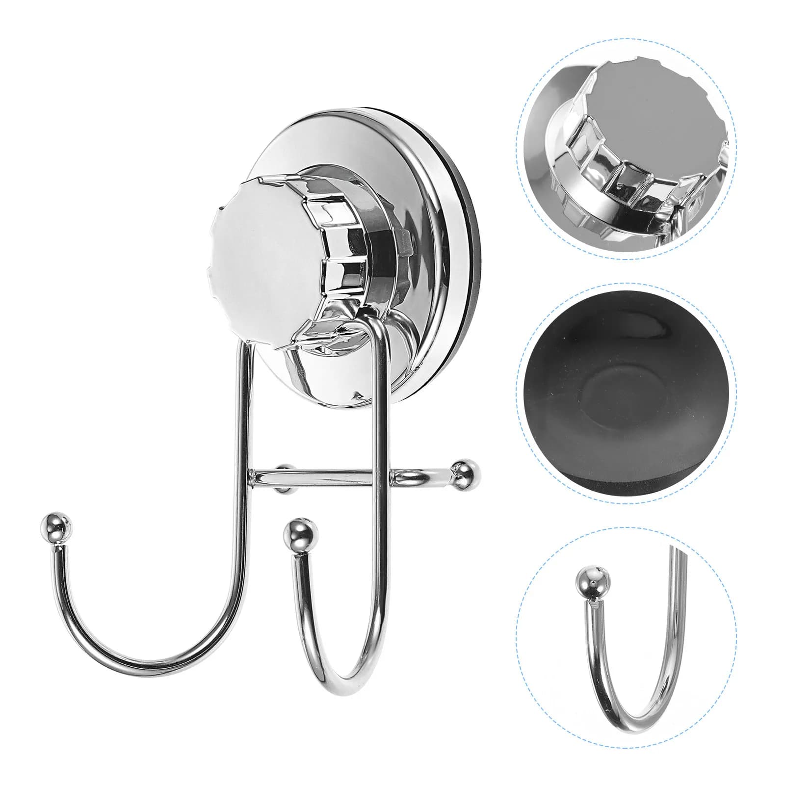 Stainless Steel Double Hooks Vacuum Suction Cup Hook for Towel Loofah Clothes Coat Traceless Wall Hooks Vacuum Hook