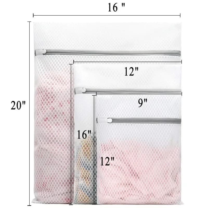 Set di 5 Sacchetti a Rete per Bucato, Organizzatori Resistenti a Nido d'Ape, Sacchetti Riutilizzabili per Lavatrice