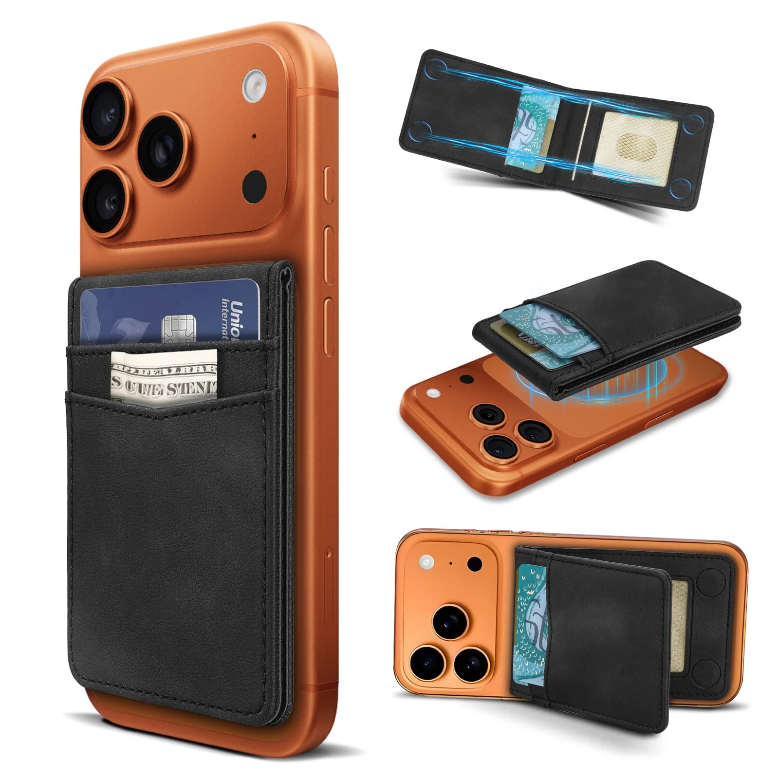 Porta carte di credito magnetico con blocco anti-RFID Custodia per carte di credito Portafoglio ID Borsa per carte di credito protetto