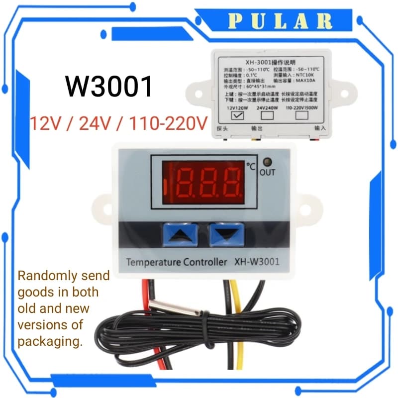 10A 12V 24V 220VAC Digital LED Temperature Regulator XH-W3001 HW-735 For Cooling Incubator Heating Switch Thermostat Sensor NTC