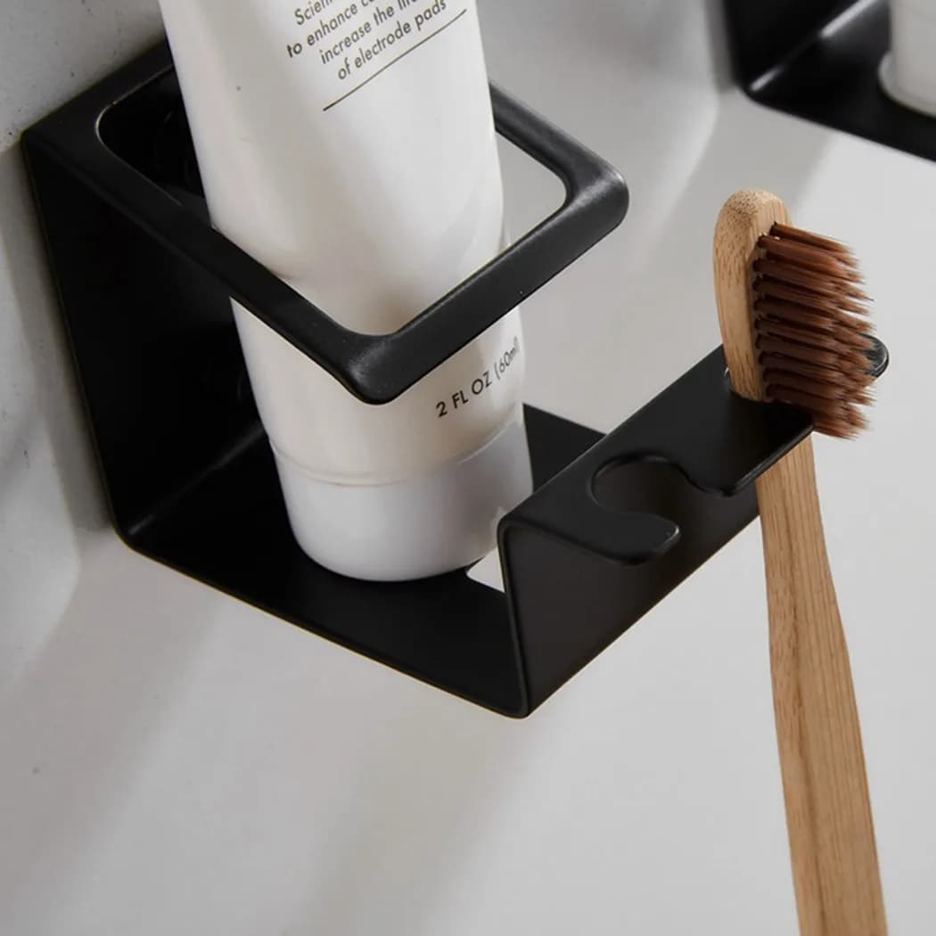 Wall-mounted Toothbrush Holder Wall Mount Stainless Steel Toothpaste Rack Punch-free Bathroom Storage For Home Waterproof Bathr