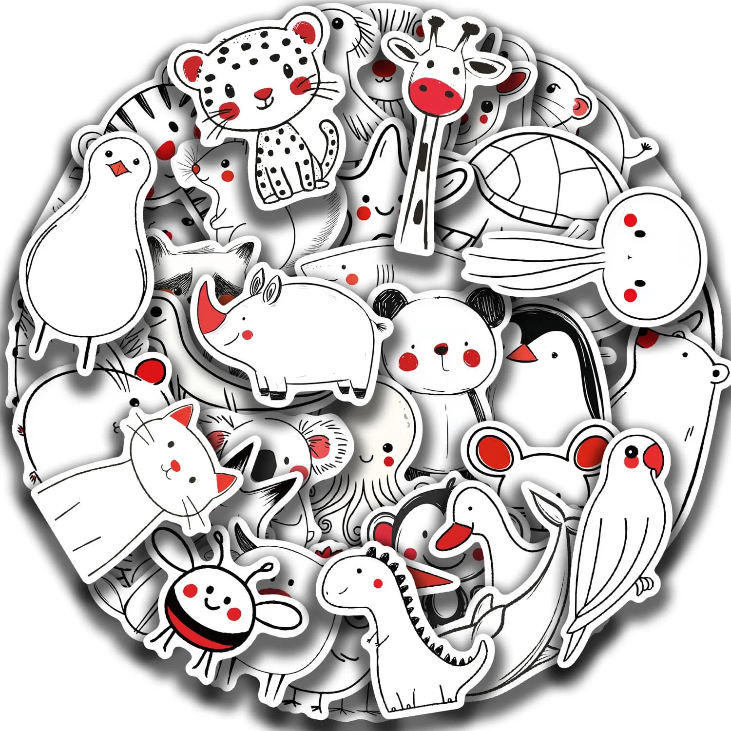 50 Pezzi Adesivi Decorativi Animali (Tigre, Cane, Scimmia) per Laptop, Notebook, Skateboard, Chitarra, Casco - Sticker Estetici Fai da Te