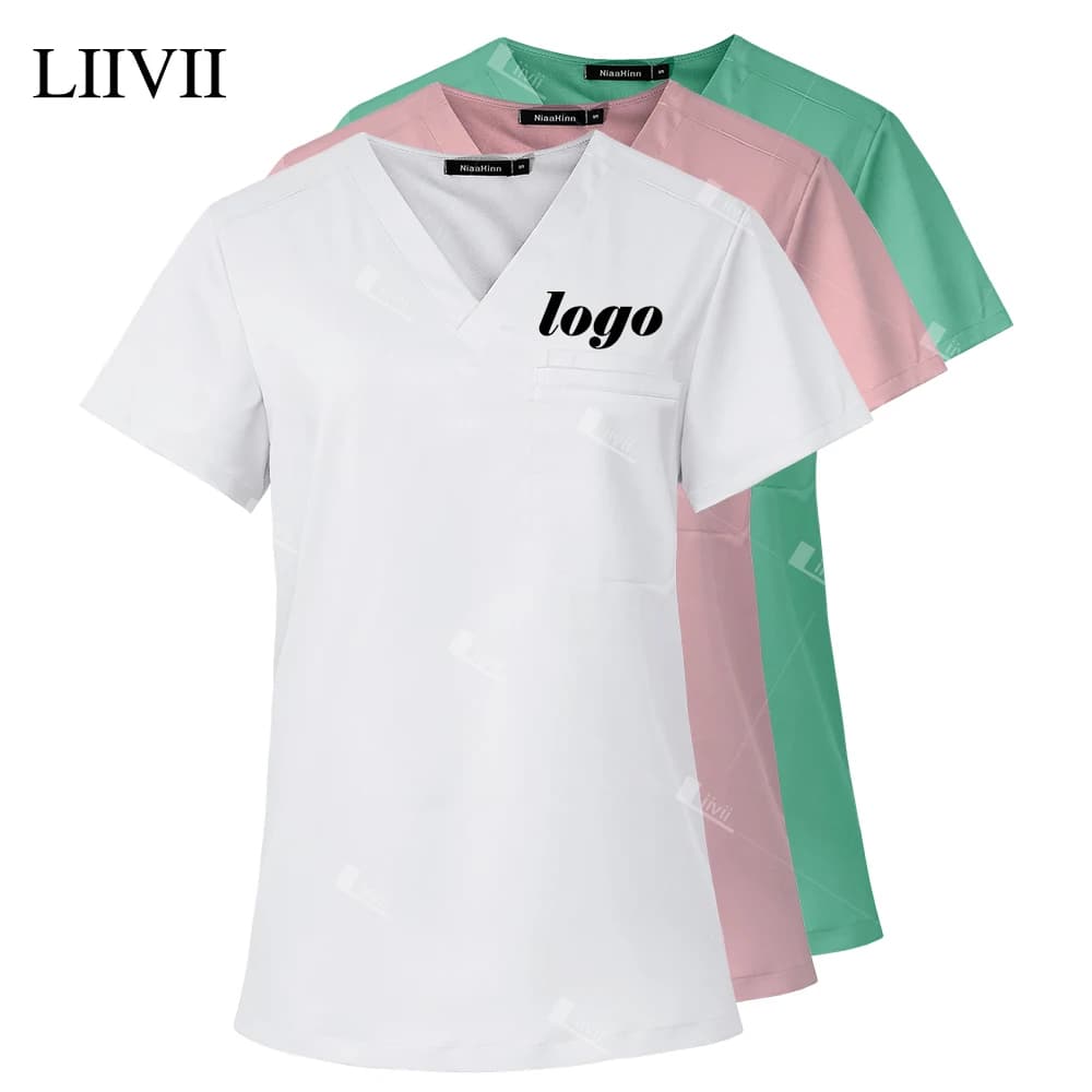 Scrub uniforme donna uomo infermiere medico uniformi scrub elastici Top ospedale camici chirurgici tasche camicetta accessori infermieristici