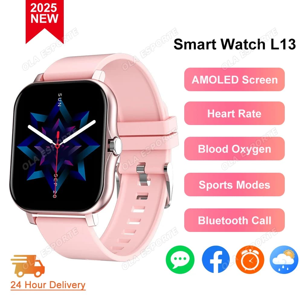 Quadrante fai-da-te Orologio intelligente da donna Schermo AMOLED Chiamata BT Monitoraggio della frequenza cardiaca per tutto il giorno Uomo Sport Smartwatch Sveglia Visualizzazione del messaggio