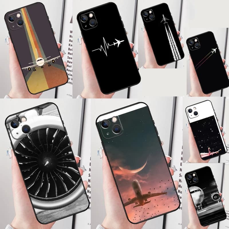Airplane Travel Phone Case For iPhone 16 Pro 15 Pro 11 13 14 Pro Max 12 Mini XR 16 15 Plus 16e Cover Shell