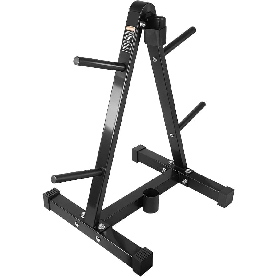 Column Bearing with Stand for Home Gym, Black Steel, Vertical Design Space Saving for an Efficient Bearing