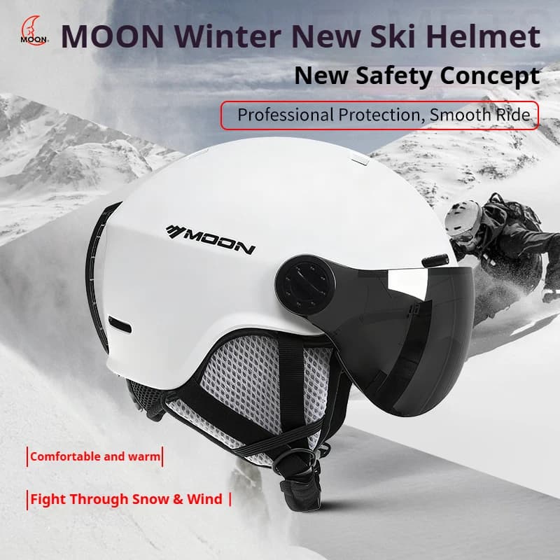 MOON-Casco da sci con occhiali integralmente modellati, PC e EPS Sport all'aria aperta, sci snowboard e skateboard