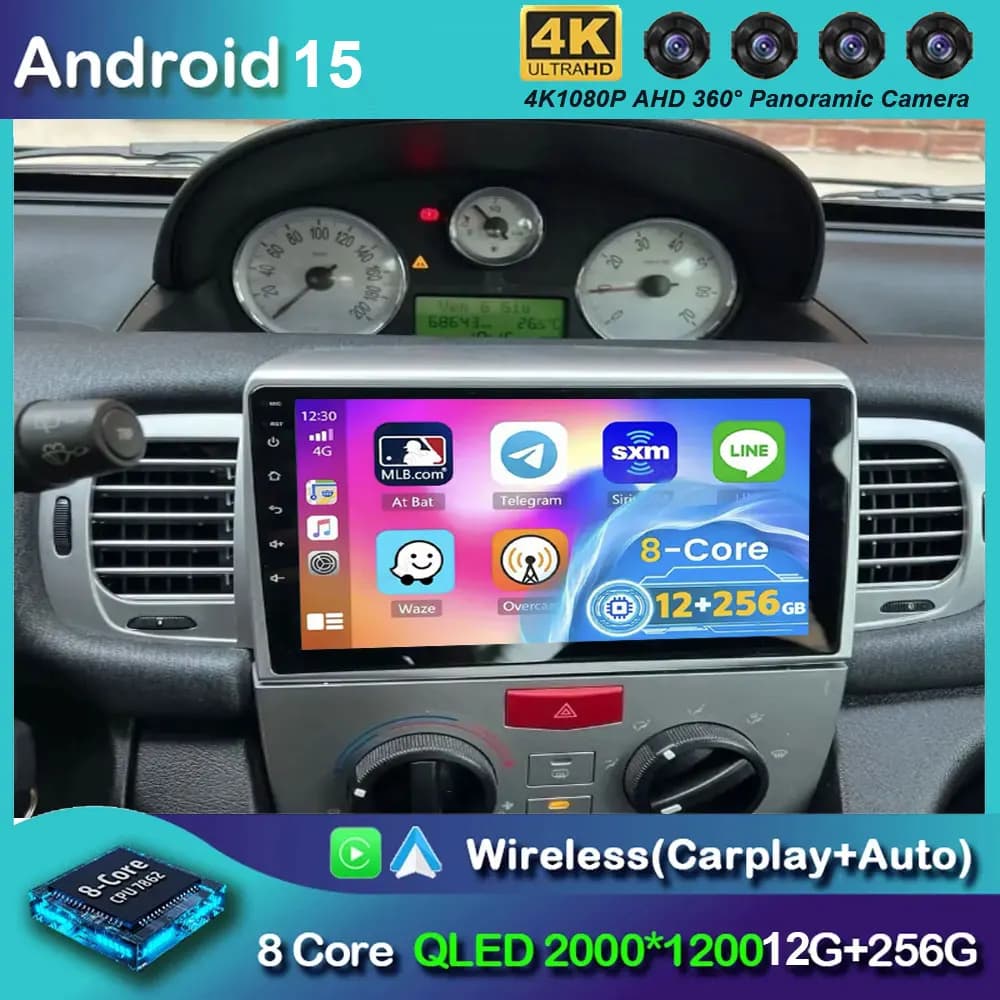 Autoradio Android 15 per Lancia Ypsilon 2006-2011, Lettore Multimediale GPS con Carplay e Android Auto Touchscreen