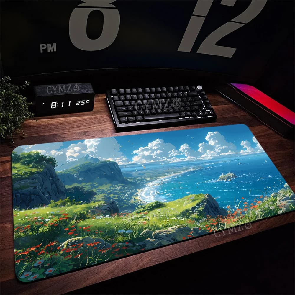 Anime tema paesaggio naturale Tappetino per mouse Tappetino da scrivania Tappetino da gioco in gomma antiscivolo Accessori da scrivania durevoli Tappetino per tastiera da gioco