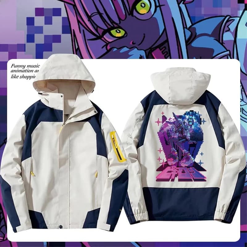 Loose Pixel Style Jacket Unisex Standard Fit Daily Wear Polyester Fiber Teenage Size Regular Length Autumn Season