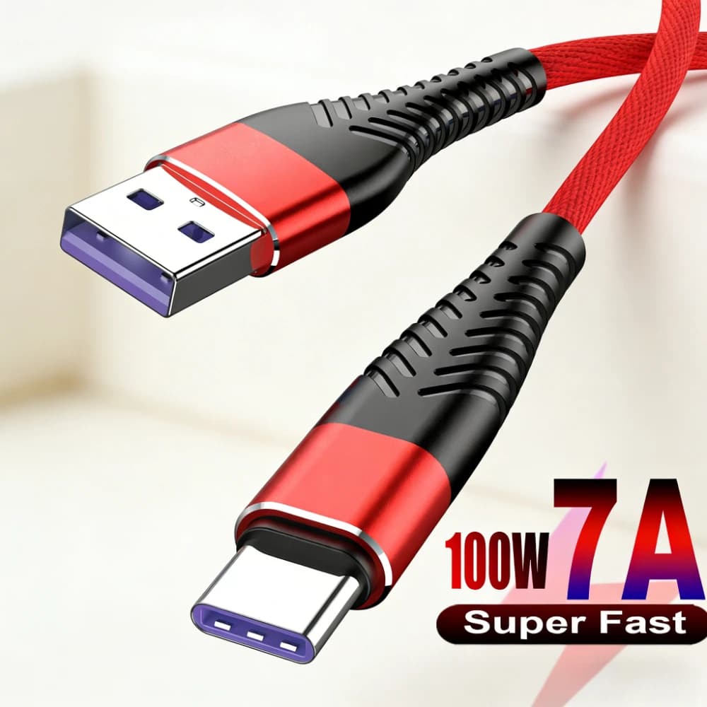 Cavo di ricarica rapida USB Type C 7A 100W per cellulare, cavo dati a ricarica rapida 0,25m 1m 2m 3m per Huawei OPPO VIVO Oneplus Redmi
