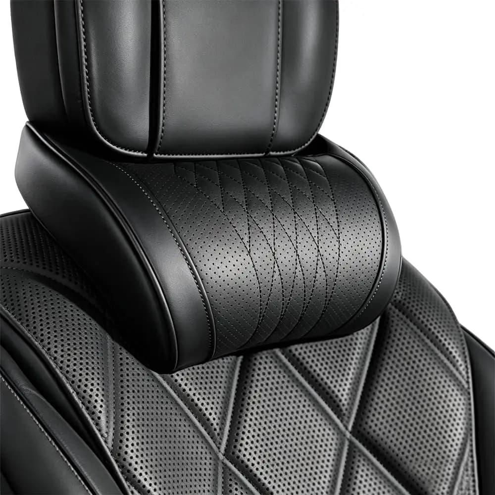 Universal Car Headrest Lumbar Pillow Nappa Leather Memory Foam Backrest Soft Breathable Neck Support Car Interior Accessories
