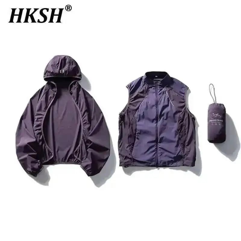 HKSH 2025 Primavera Autunno New Man Trench Outdoor Chic Giubbotti Moda staccabile in due pezzi riflettente sottile gilet con cappuccio Cappotto HK4871