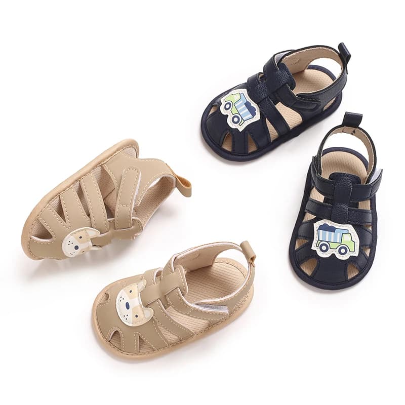Sandali estivi per neonati da 0 a 18 mesi, scarpe per bambini con suola morbida e simpatico motivo a forma di cane, cinturino regolabile con punta chiusa per l'uso quotidiano dei bambini che imparano a camminare