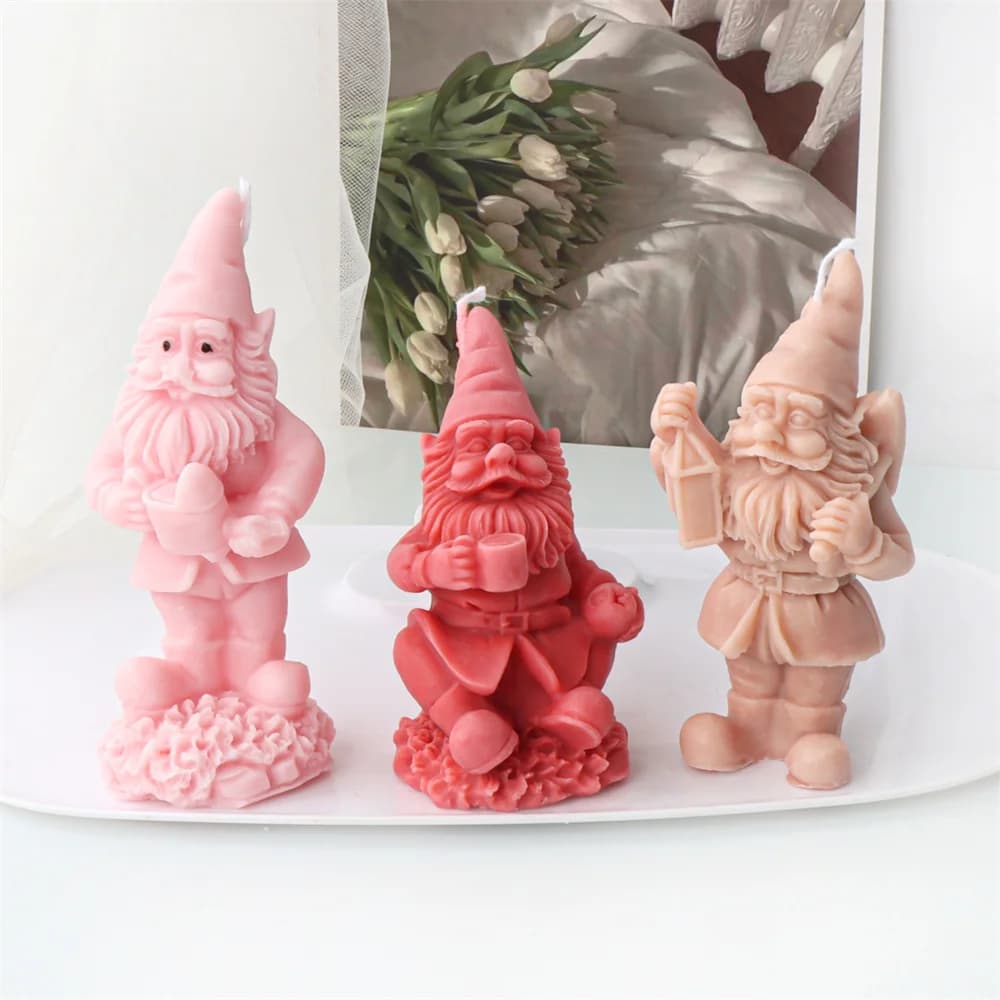 9 Design Simpatico Gnomo Stampi In Silicone per Candela Natale Babbo Natale Vecchio Nano Zwerge Resina Epossidica Ornamenti In Cemento Stampo